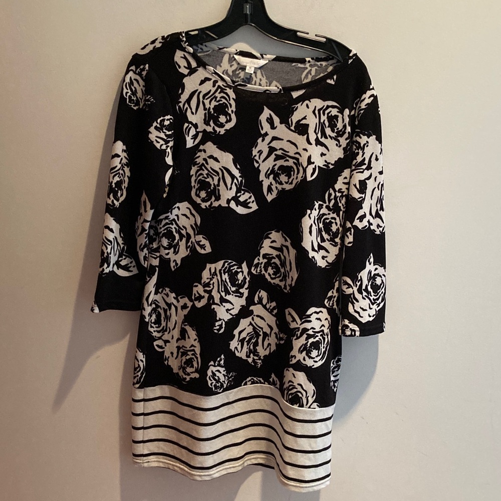 Floral Black and White Women's Top